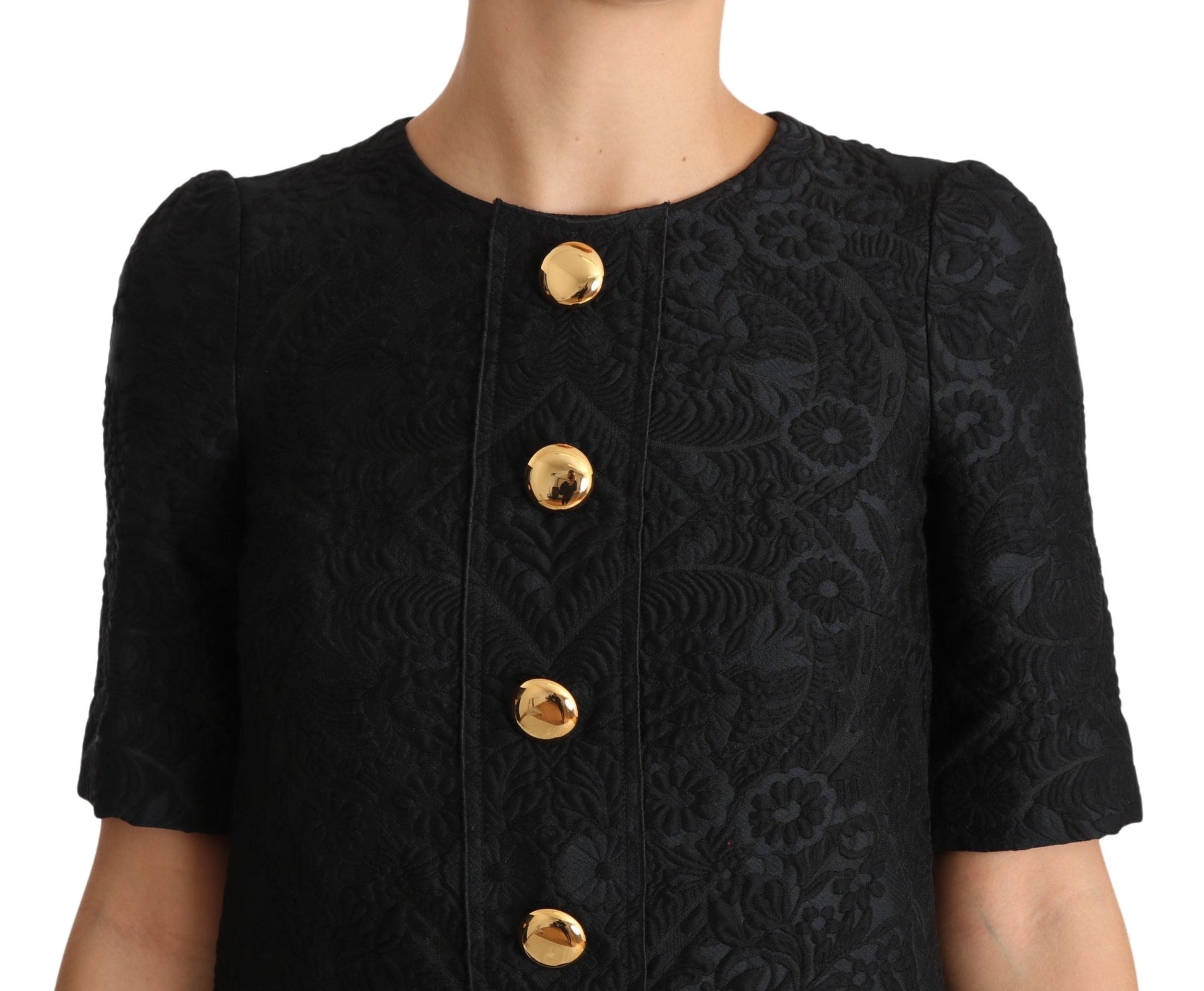 Dolce & Gabbana Elegant Black Button Embellished Mini Dress - Sandy Store ByNet