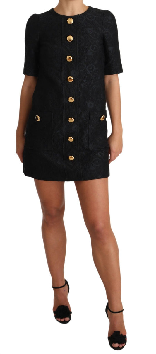 Dolce & Gabbana Elegant Black Button Embellished Mini Dress - Sandy Store ByNet
