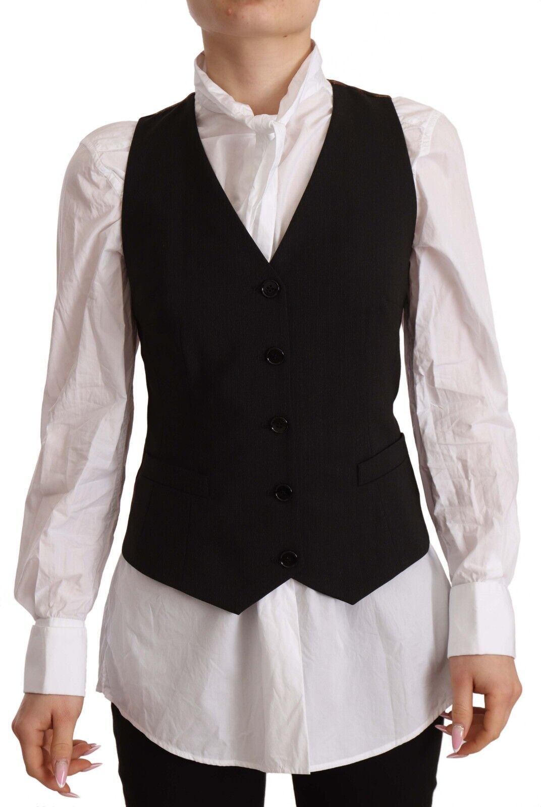 Dolce & Gabbana Elegant Black Buttoned Vest Top - Sandy Store ByNet