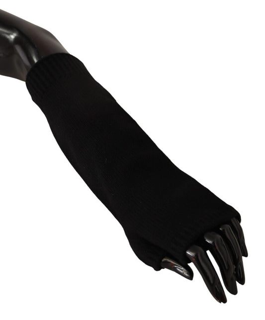 Dolce & Gabbana Elegant Black Cashmere Fingerless Gloves - Sandy Store ByNet