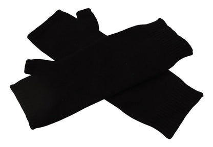 Dolce & Gabbana Elegant Black Cashmere Fingerless Gloves - Sandy Store ByNet