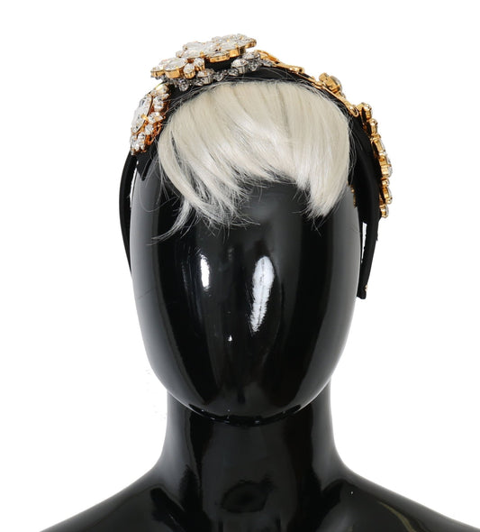 Dolce & Gabbana Elegant Black Crystal Headband Diadem - Sandy Store ByNet