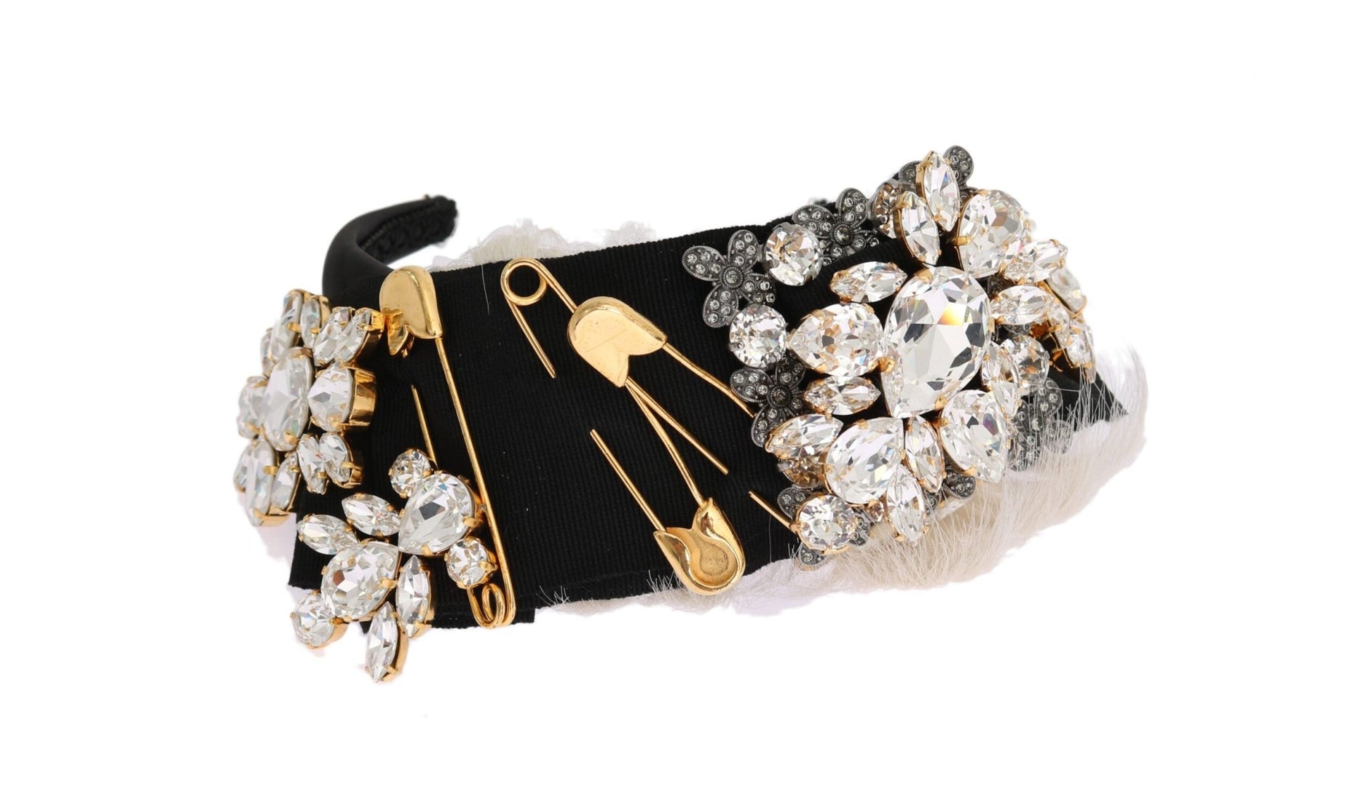 Dolce & Gabbana Elegant Black Crystal Headband Diadem - Sandy Store ByNet