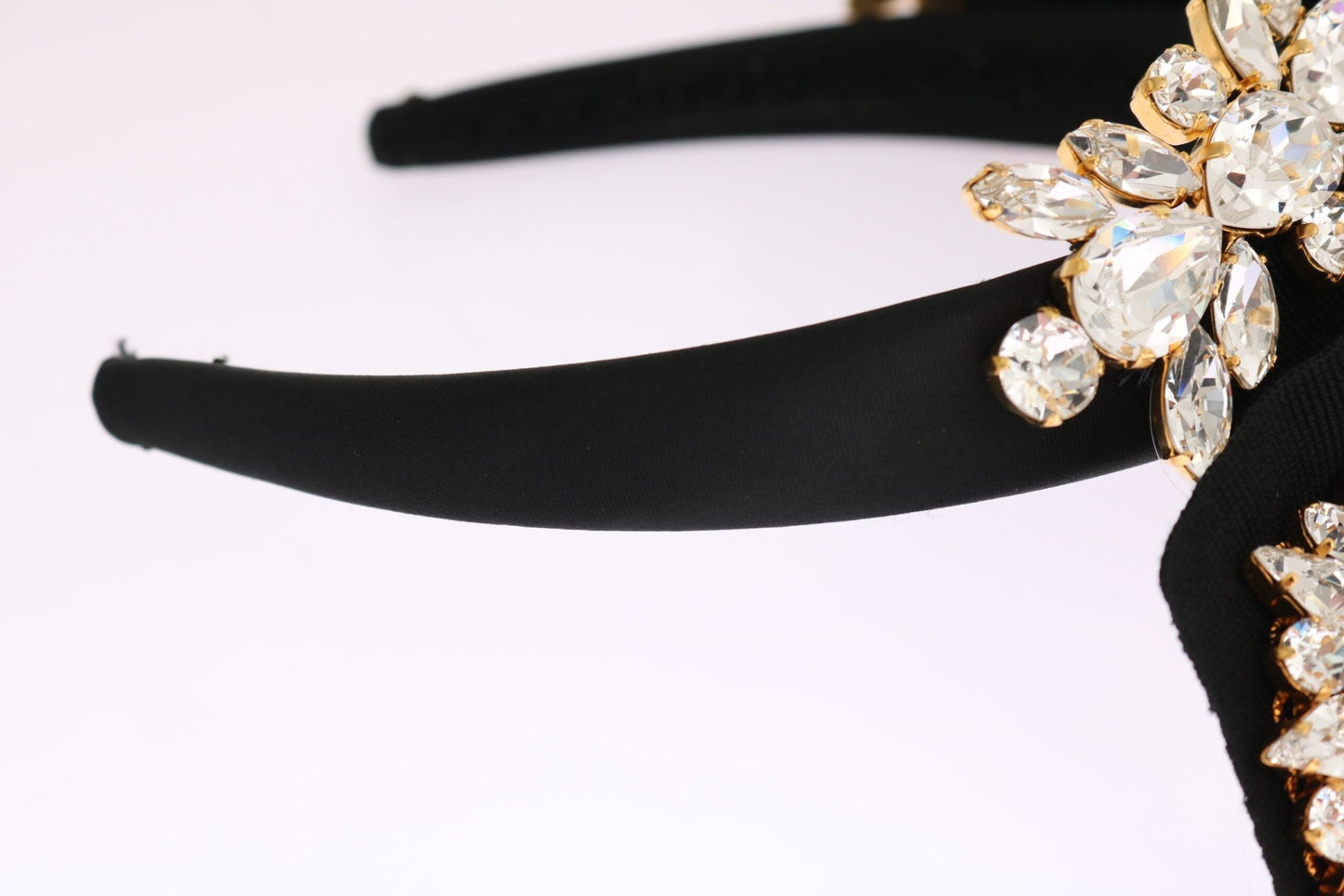 Dolce & Gabbana Elegant Black Crystal Headband Diadem - Sandy Store ByNet