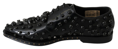 Dolce & Gabbana Elegant Black Crystal Leather Dress Shoes - Sandy Store ByNet
