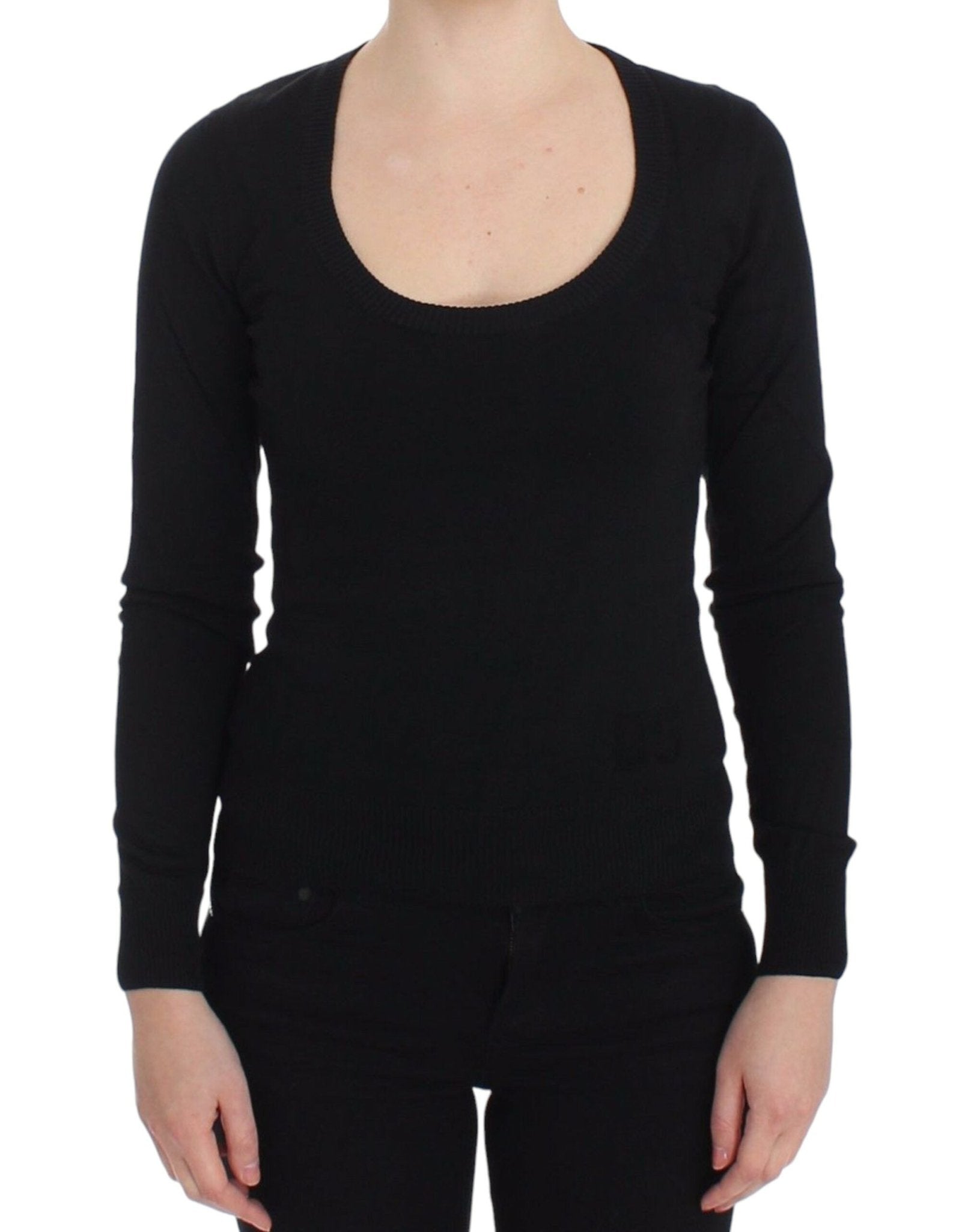 Dolce & Gabbana Elegant Black Deep Crewneck Sweater - Sandy Store ByNet