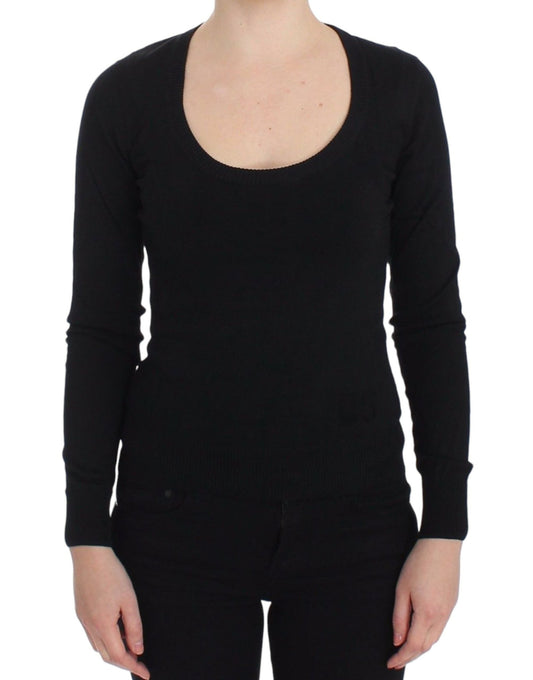 Dolce & Gabbana Elegant Black Deep Crewneck Sweater - Sandy Store ByNet