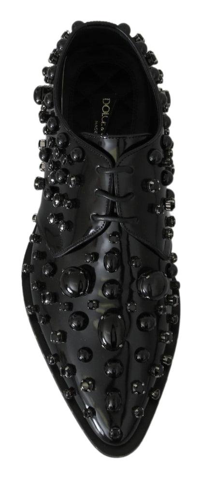 Dolce & Gabbana Elegant Black Dress Shoes with Crystals - Sandy Store ByNet