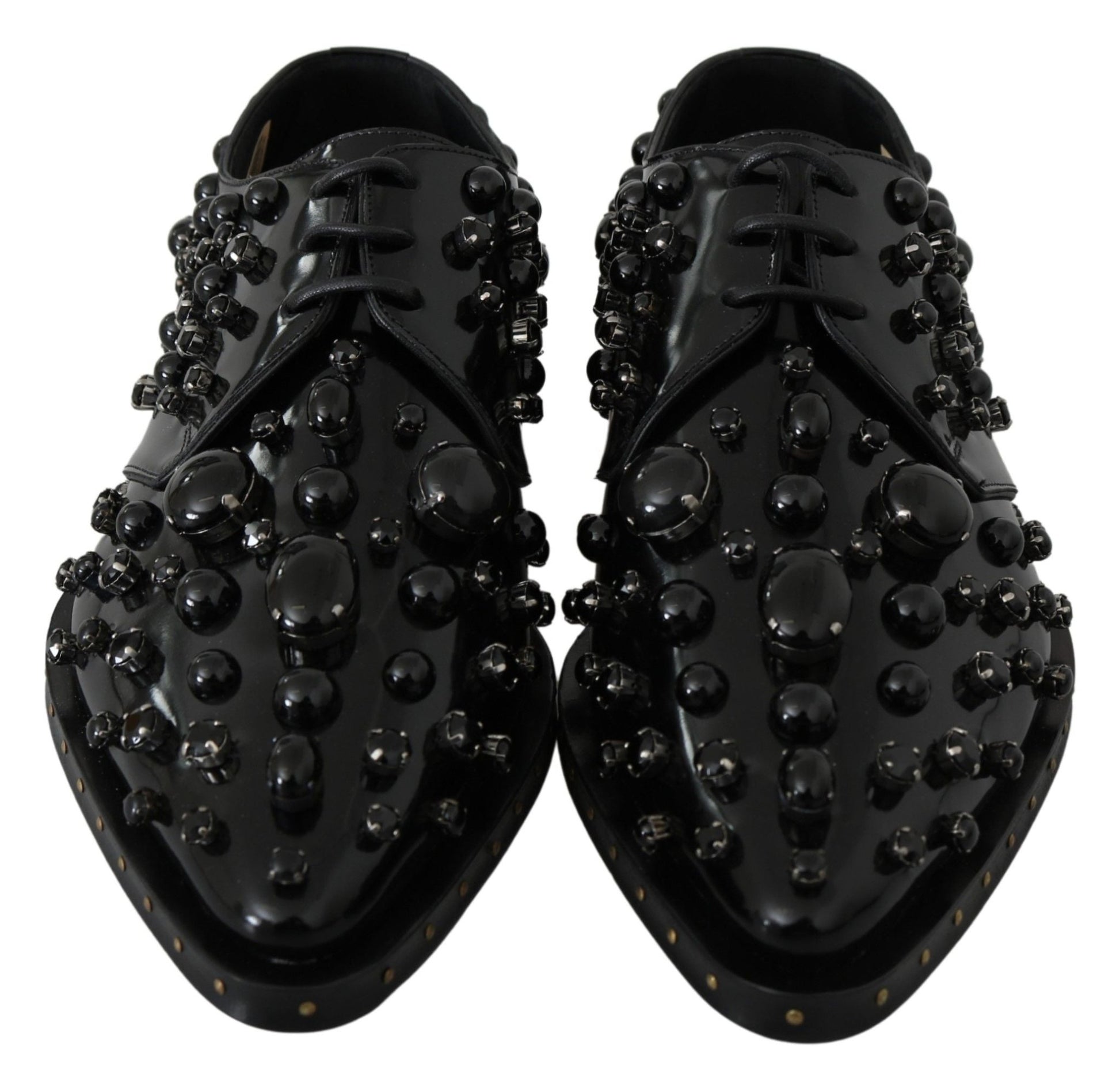 Dolce & Gabbana Elegant Black Dress Shoes with Crystals - Sandy Store ByNet