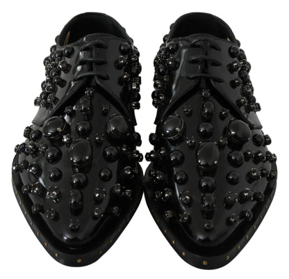 Dolce & Gabbana Elegant Black Dress Shoes with Crystals - Sandy Store ByNet
