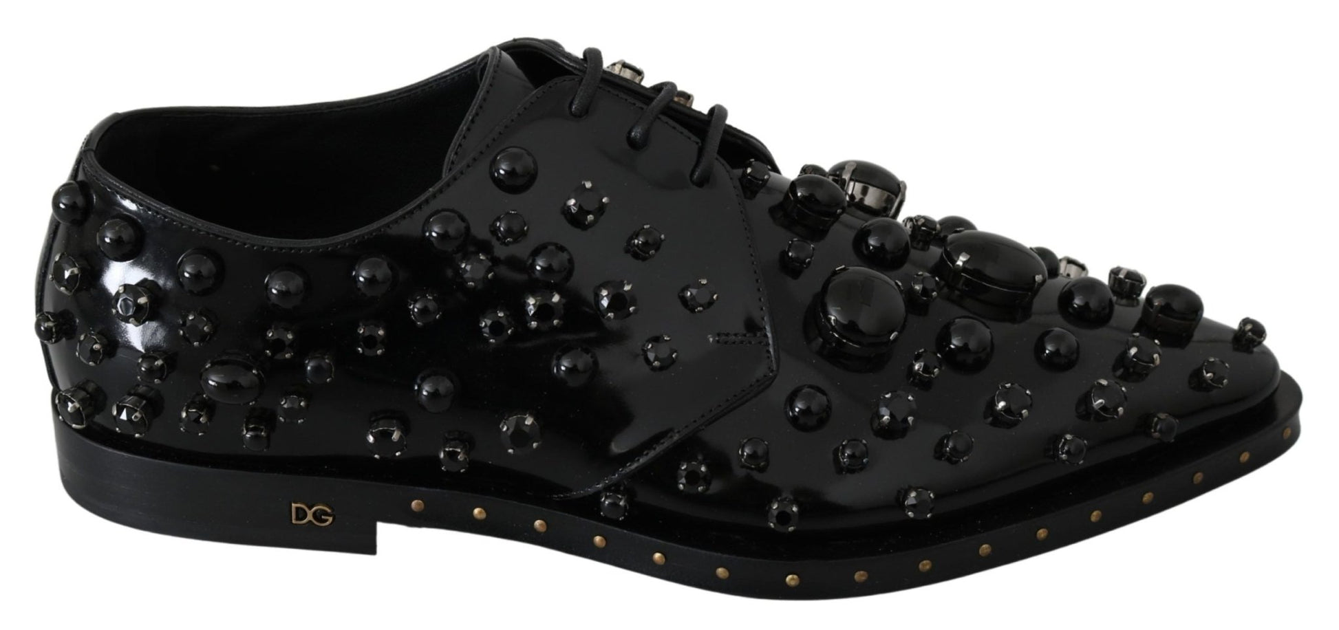 Dolce & Gabbana Elegant Black Dress Shoes with Crystals - Sandy Store ByNet