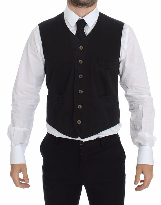 Dolce & Gabbana Elegant Black Dress Vest - Sandy Store ByNet