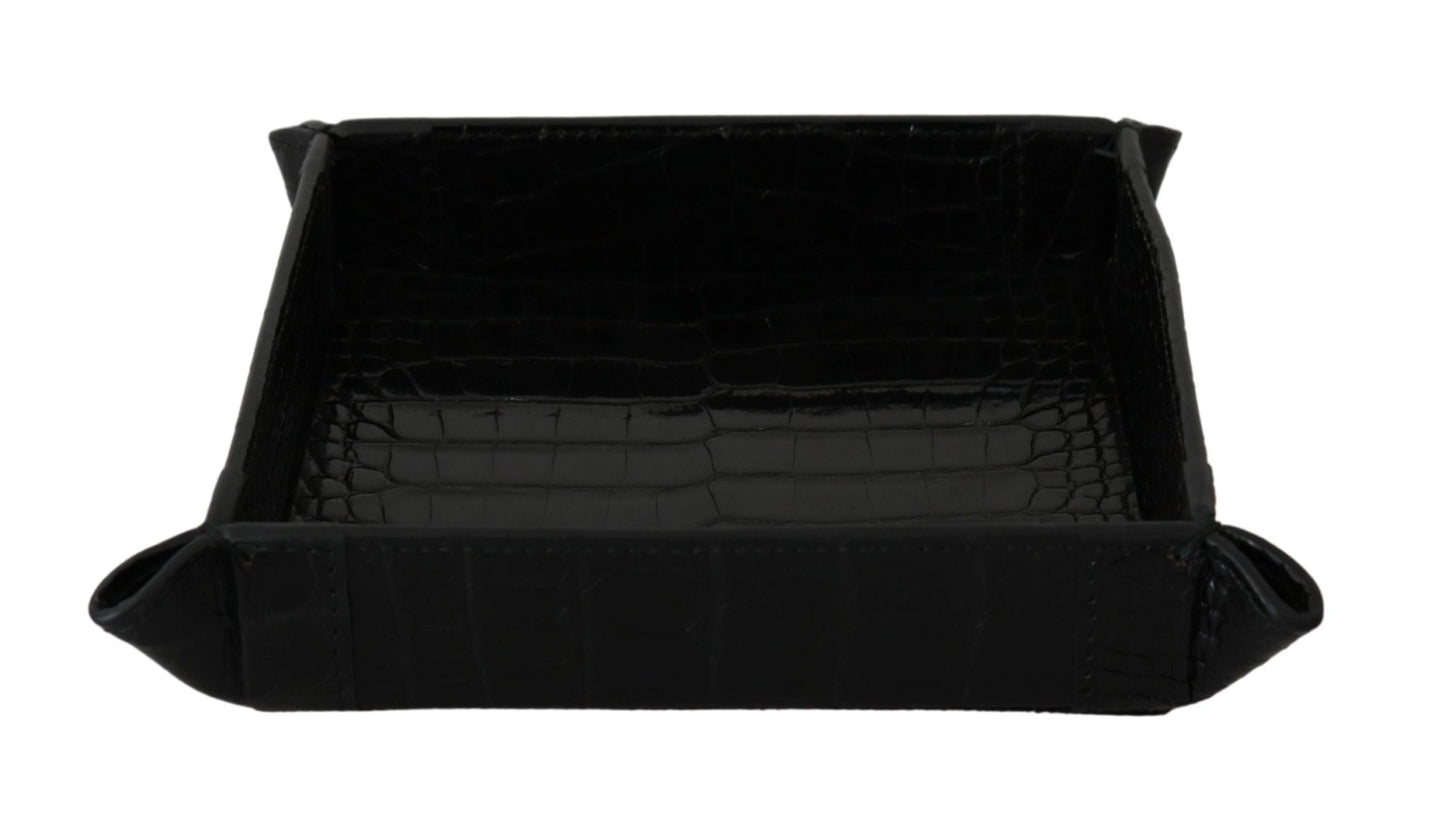 Dolce & Gabbana Elegant Black Exotic Skin Entry Tray - Sandy Store ByNet