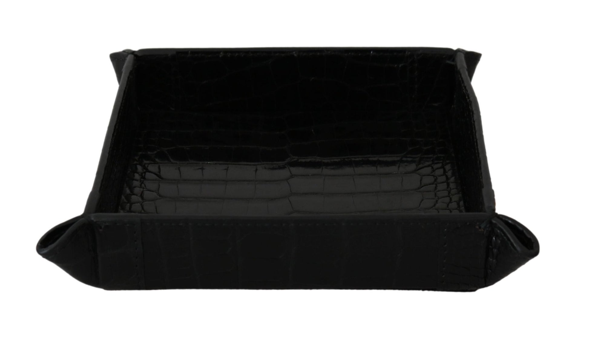 Dolce & Gabbana Elegant Black Exotic Skin Entry Tray - Sandy Store ByNet