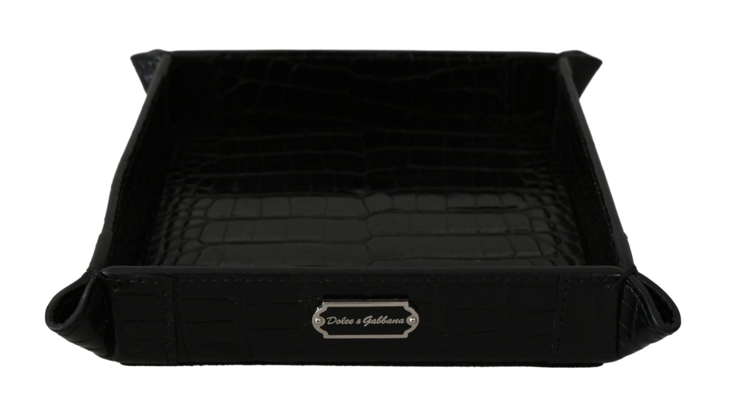 Dolce & Gabbana Elegant Black Exotic Skin Entry Tray - Sandy Store ByNet