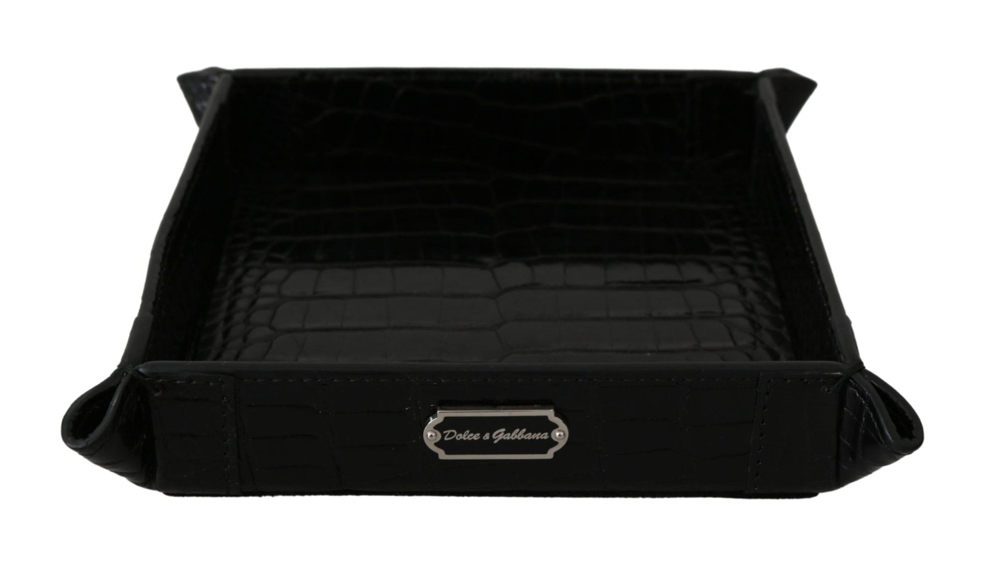 Dolce & Gabbana Elegant Black Exotic Skin Entry Tray - Sandy Store ByNet