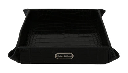Dolce & Gabbana Elegant Black Exotic Skin Entry Tray - Sandy Store ByNet