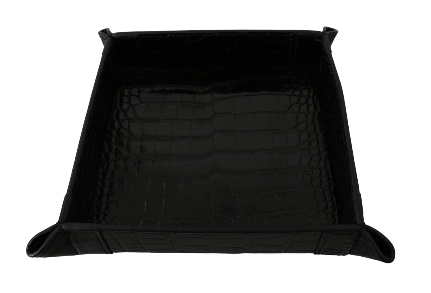 Dolce & Gabbana Elegant Black Exotic Skin Entry Tray - Sandy Store ByNet