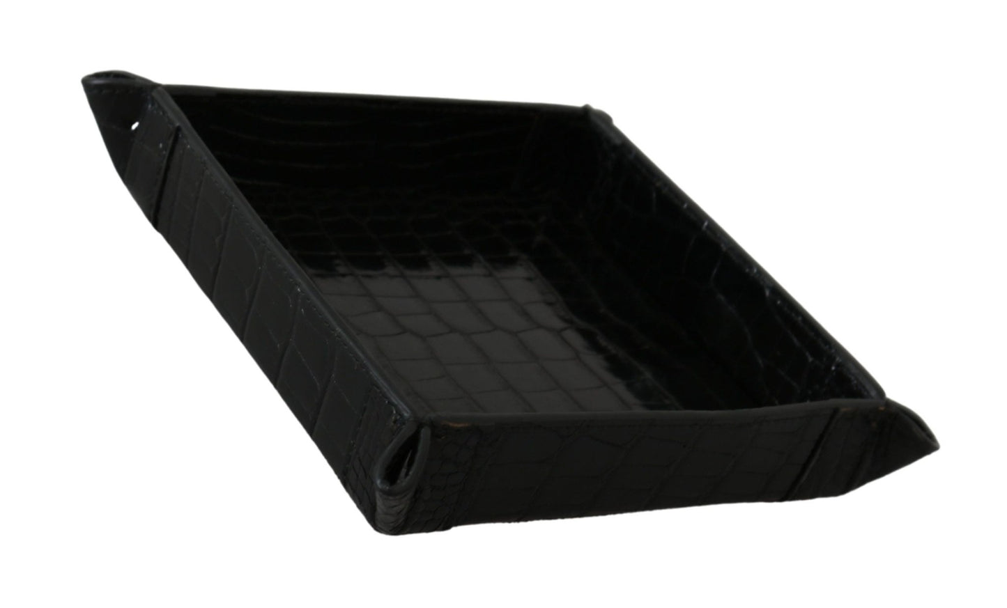 Dolce & Gabbana Elegant Black Exotic Skin Entry Tray - Sandy Store ByNet