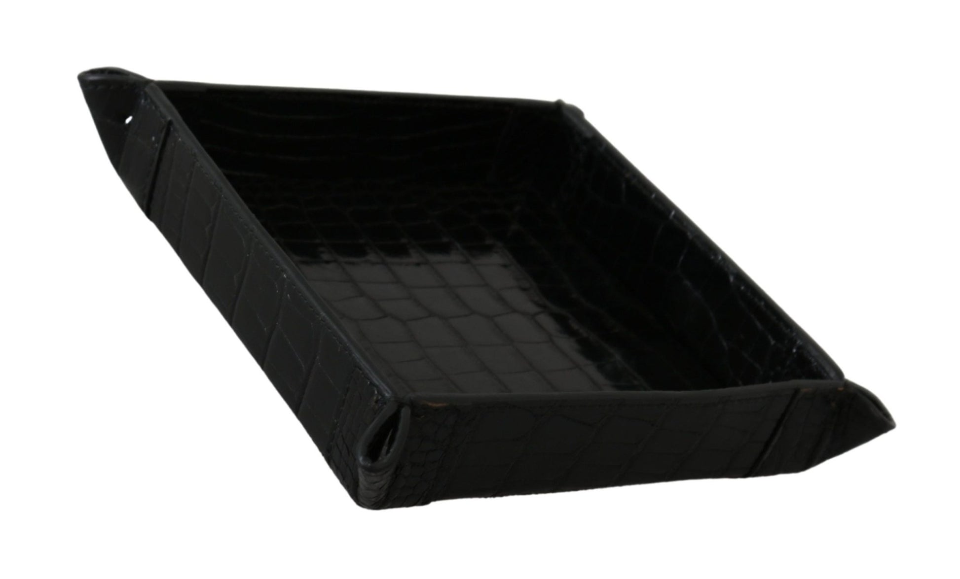 Dolce & Gabbana Elegant Black Exotic Skin Entry Tray - Sandy Store ByNet