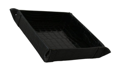 Dolce & Gabbana Elegant Black Exotic Skin Entry Tray - Sandy Store ByNet