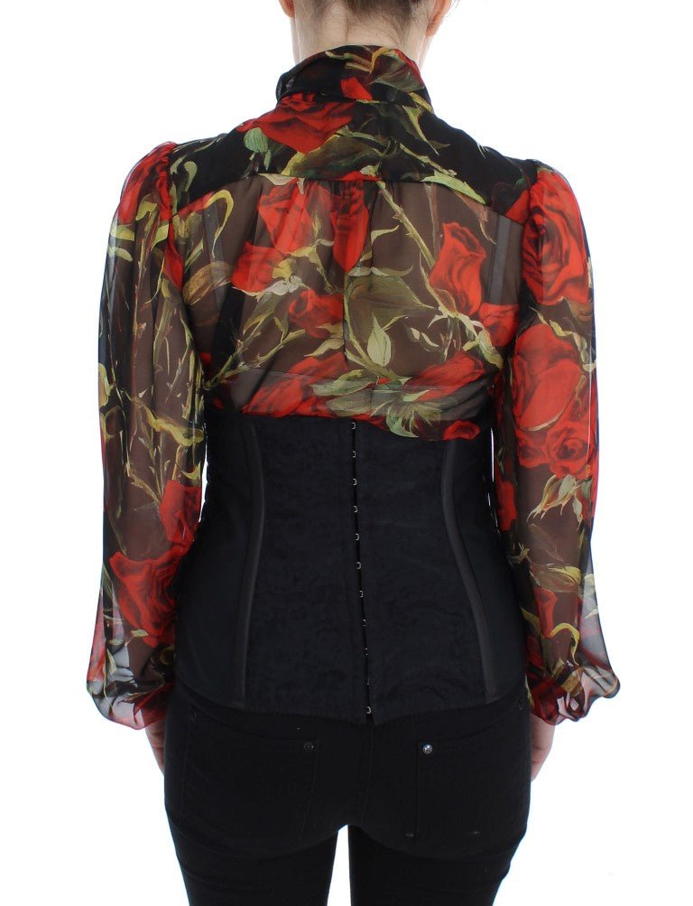 Dolce & Gabbana Elegant Black Floral Brocade Corset Belt - Sandy Store ByNet
