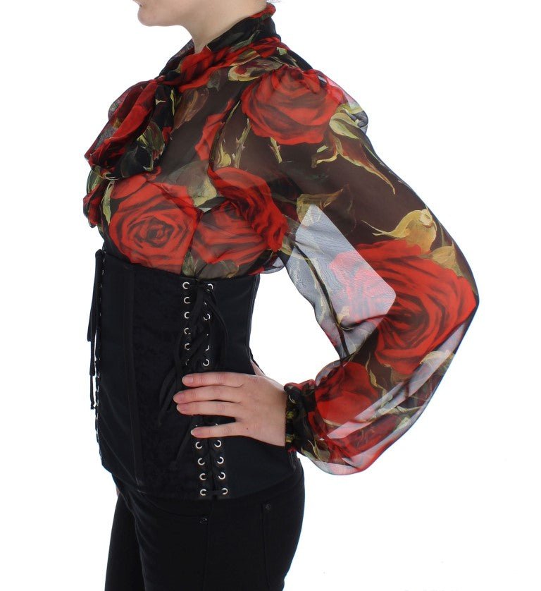 Dolce & Gabbana Elegant Black Floral Brocade Corset Belt - Sandy Store ByNet