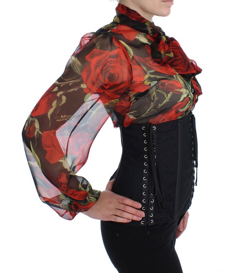 Dolce & Gabbana Elegant Black Floral Brocade Corset Belt - Sandy Store ByNet