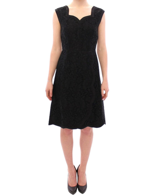 Dolce & Gabbana Elegant Black Floral Lace Dress - Sandy Store ByNet