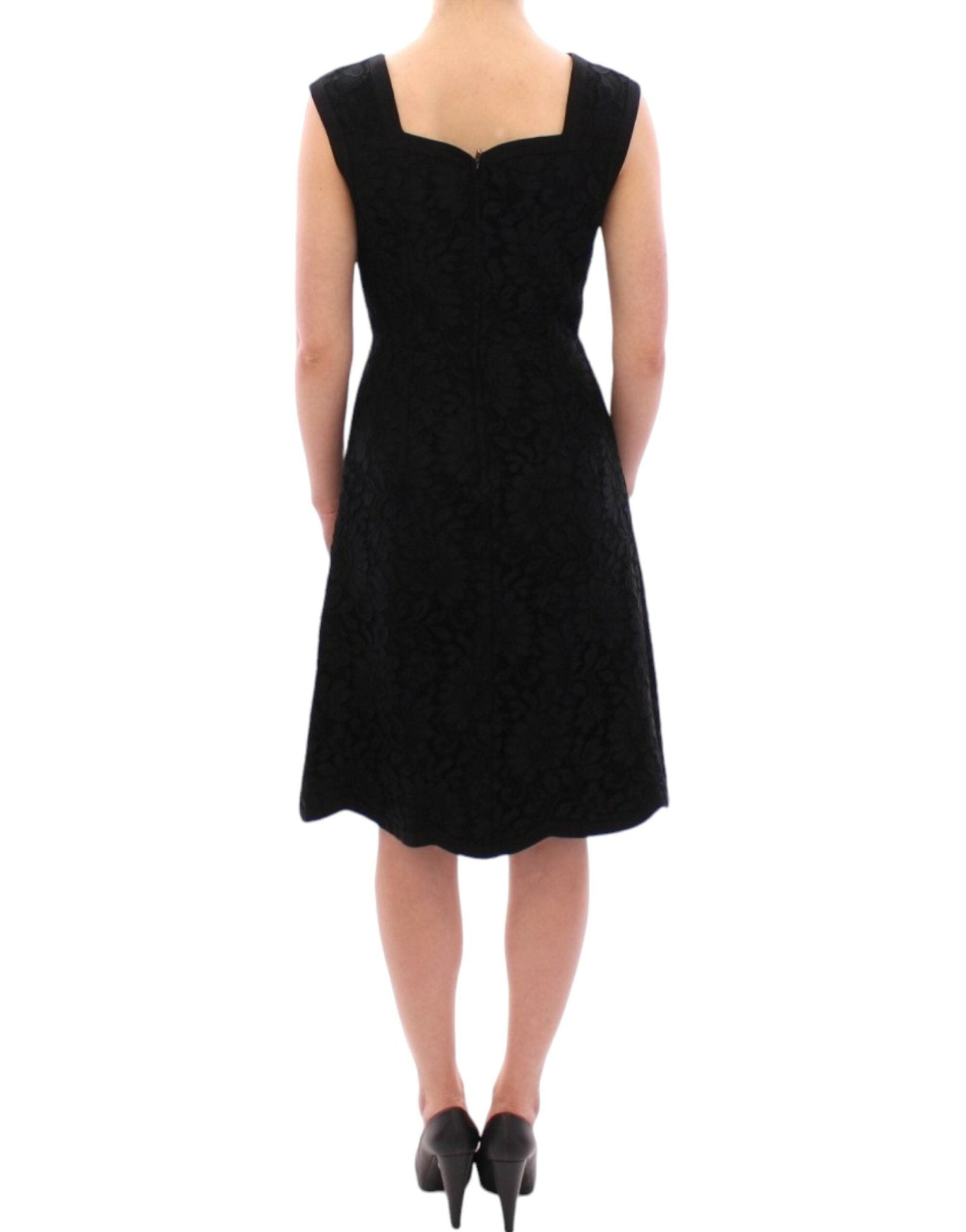 Dolce & Gabbana Elegant Black Floral Lace Dress - Sandy Store ByNet
