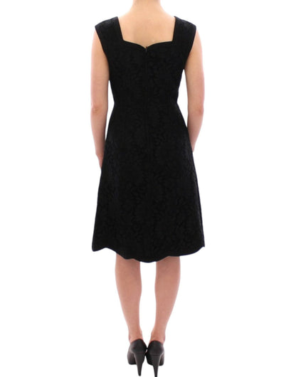 Dolce & Gabbana Elegant Black Floral Lace Dress - Sandy Store ByNet