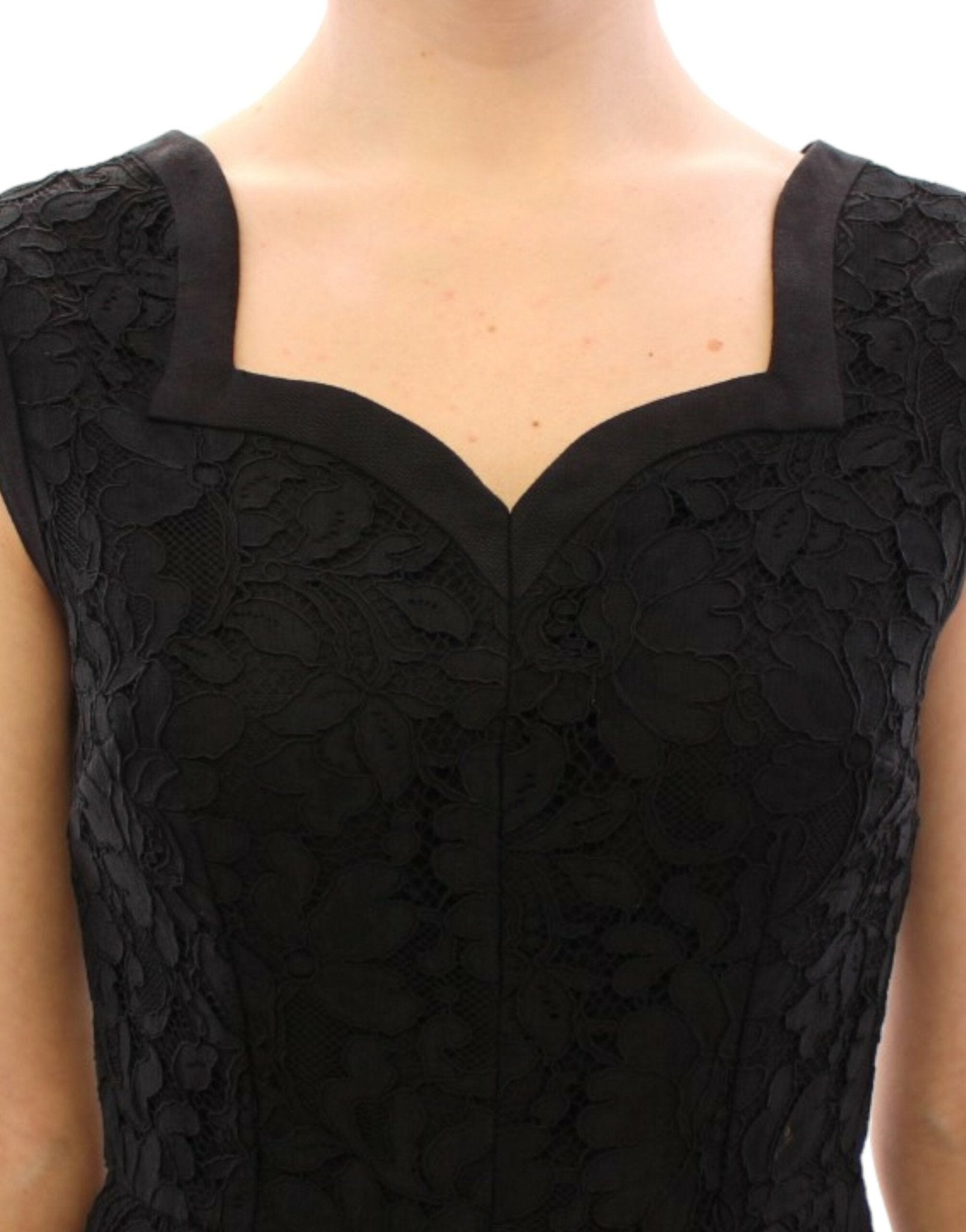 Dolce & Gabbana Elegant Black Floral Lace Dress - Sandy Store ByNet