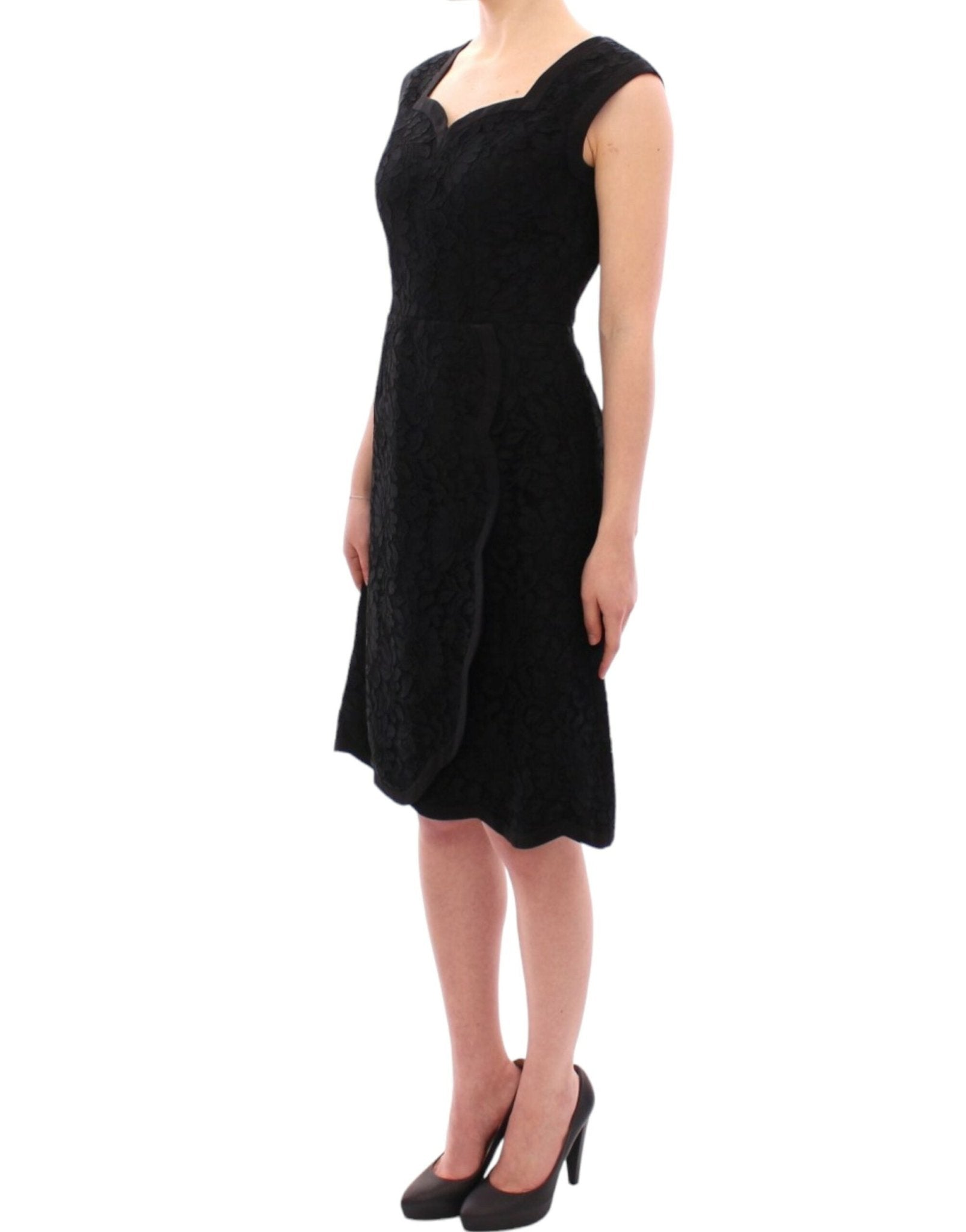 Dolce & Gabbana Elegant Black Floral Lace Dress - Sandy Store ByNet