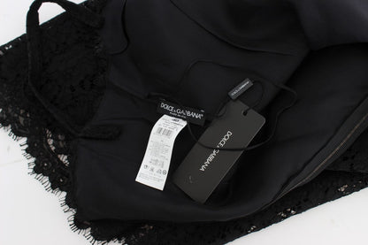 Dolce & Gabbana Elegant Black Floral Lace Knee - Length Dress - Sandy Store ByNet