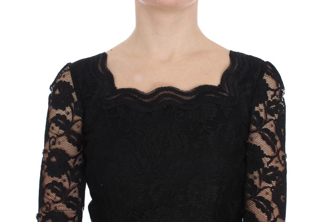 Dolce & Gabbana Elegant Black Floral Lace Maxi Dress - Sandy Store ByNet