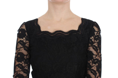 Dolce & Gabbana Elegant Black Floral Lace Maxi Dress - Sandy Store ByNet