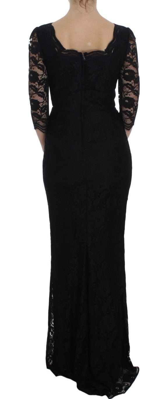 Dolce & Gabbana Elegant Black Floral Lace Maxi Dress - Sandy Store ByNet