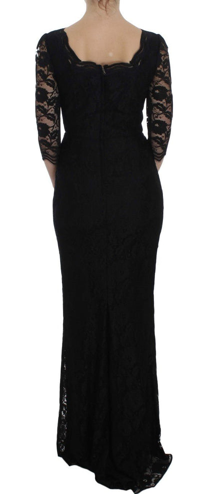 Dolce & Gabbana Elegant Black Floral Lace Maxi Dress - Sandy Store ByNet