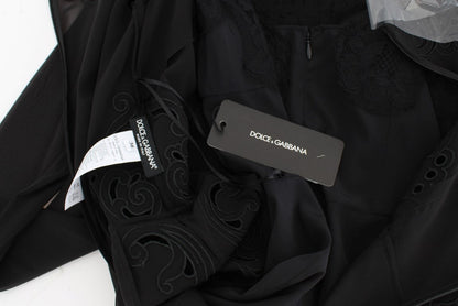 Dolce & Gabbana Elegant Black Floral Lace Sheath Dress - Sandy Store ByNet