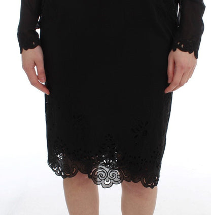 Dolce & Gabbana Elegant Black Floral Lace Sheath Dress - Sandy Store ByNet