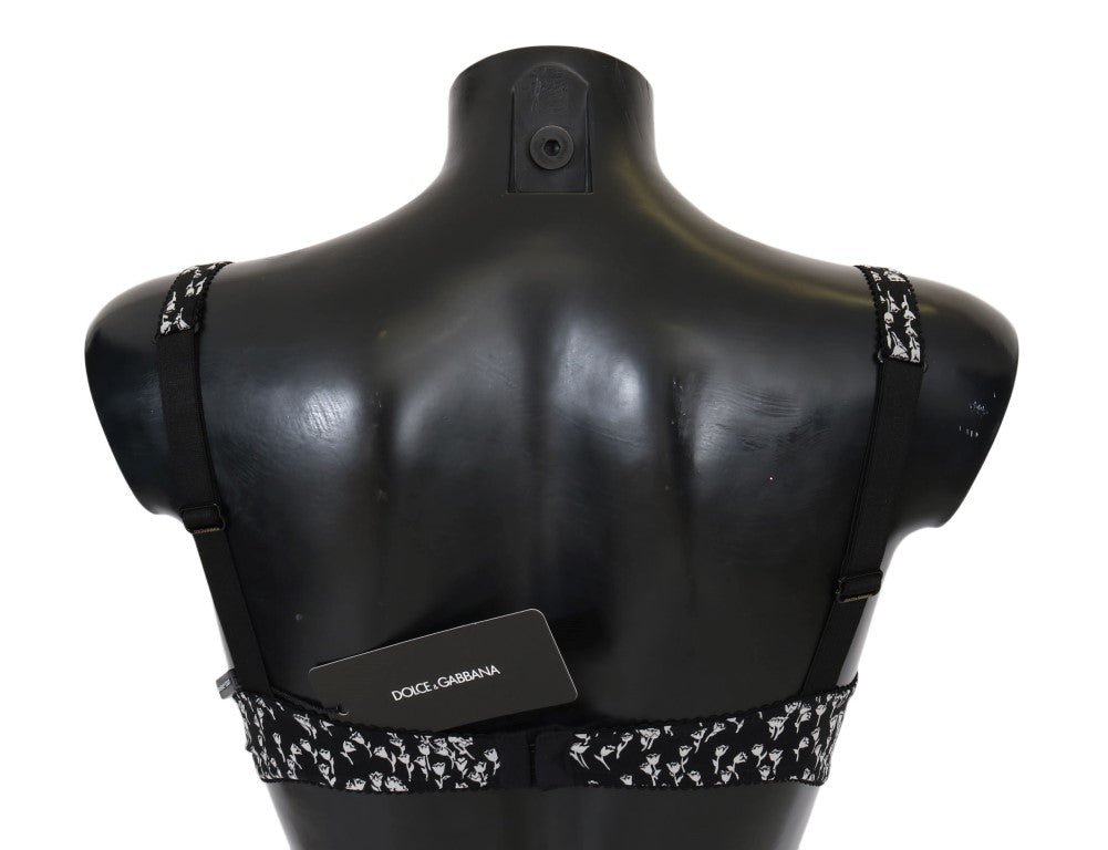 Dolce & Gabbana Elegant Black Floral Lace Silk Bra - Sandy Store ByNet