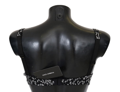 Dolce & Gabbana Elegant Black Floral Lace Silk Bra - Sandy Store ByNet
