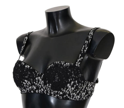 Dolce & Gabbana Elegant Black Floral Lace Silk Bra - Sandy Store ByNet