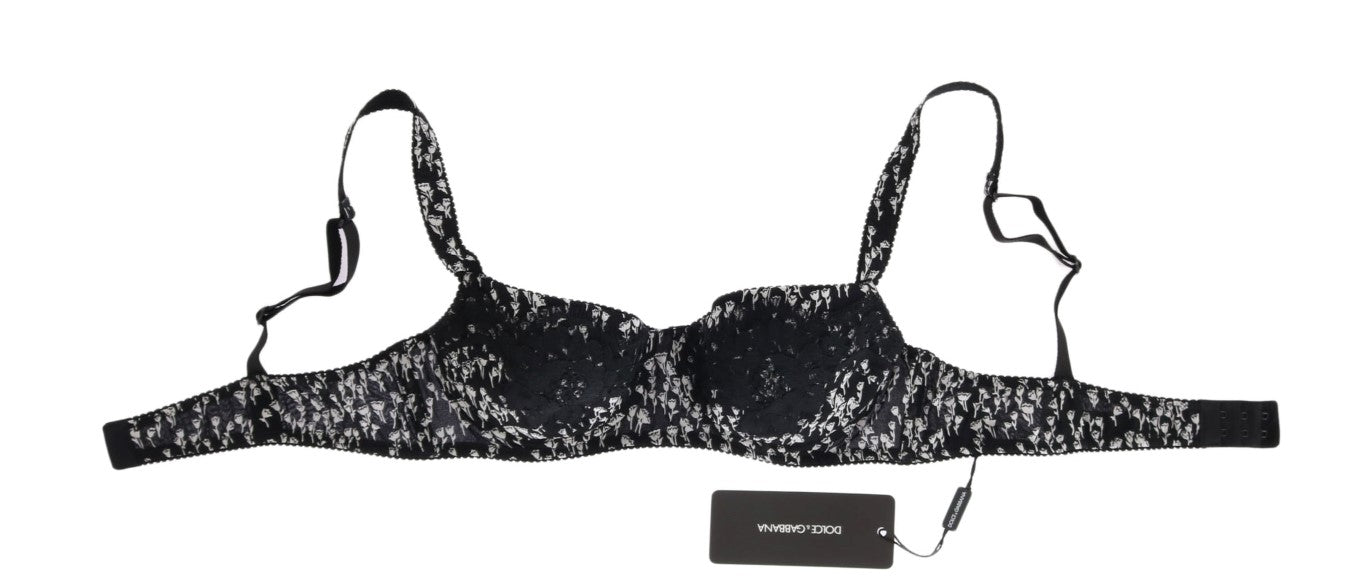 Dolce & Gabbana Elegant Black Floral Lace Silk Bra - Sandy Store ByNet