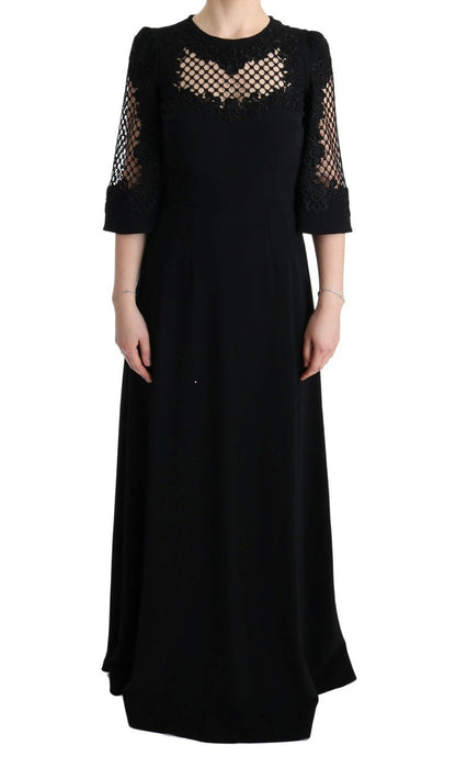 Dolce & Gabbana Elegant Black Floral Maxi Dress - Sandy Store ByNet