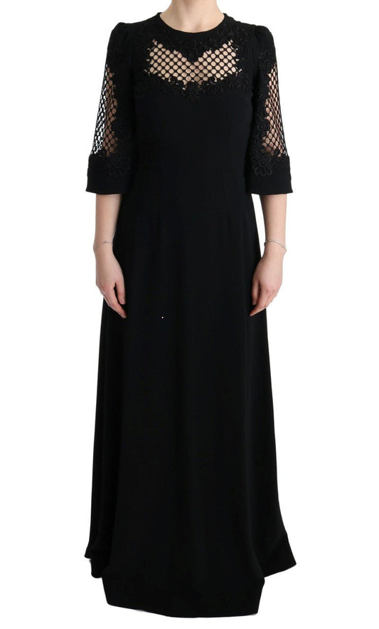 Dolce & Gabbana Elegant Black Floral Maxi Dress - Sandy Store ByNet