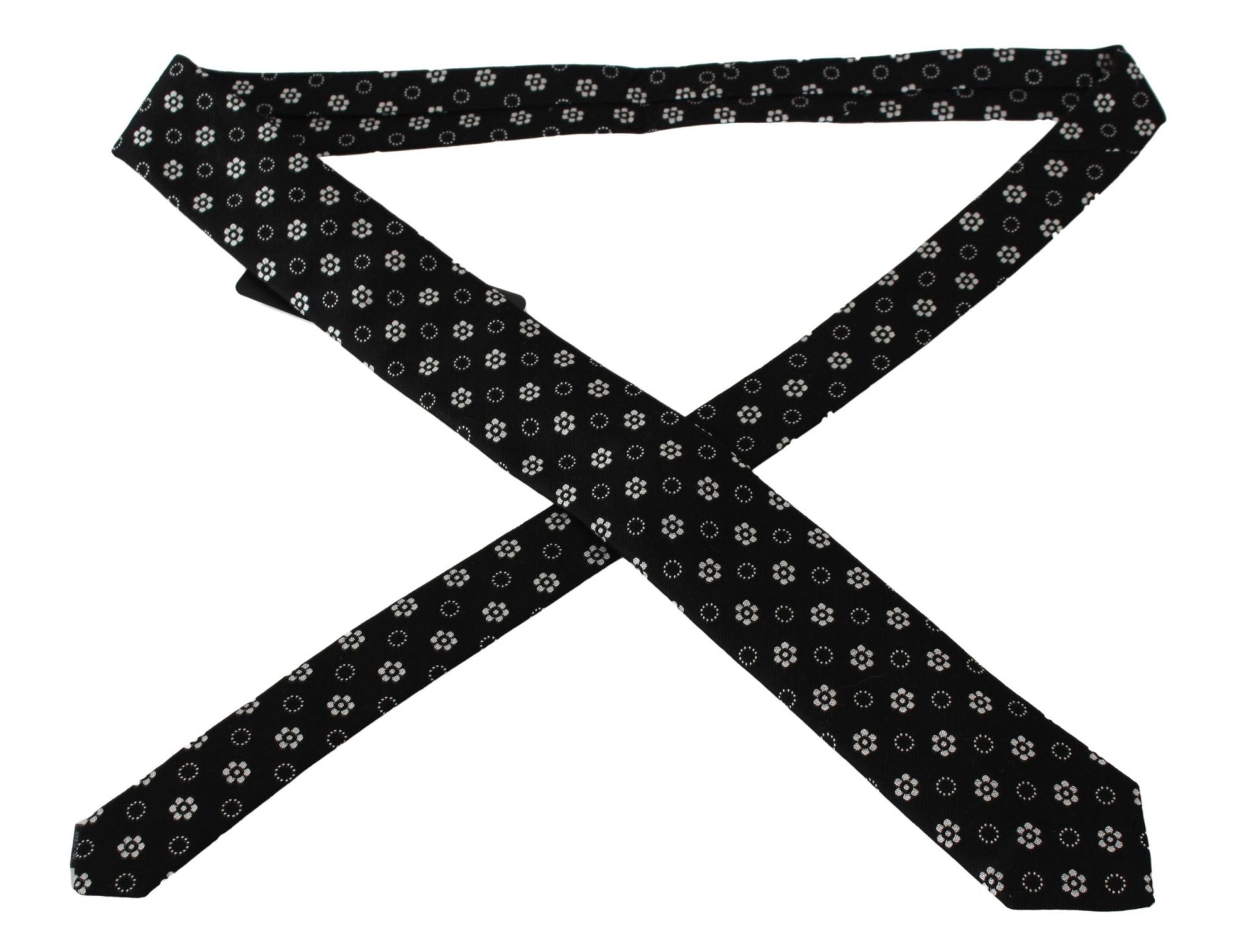 Dolce & Gabbana Elegant Black Floral Silk Necktie - Sandy Store ByNet