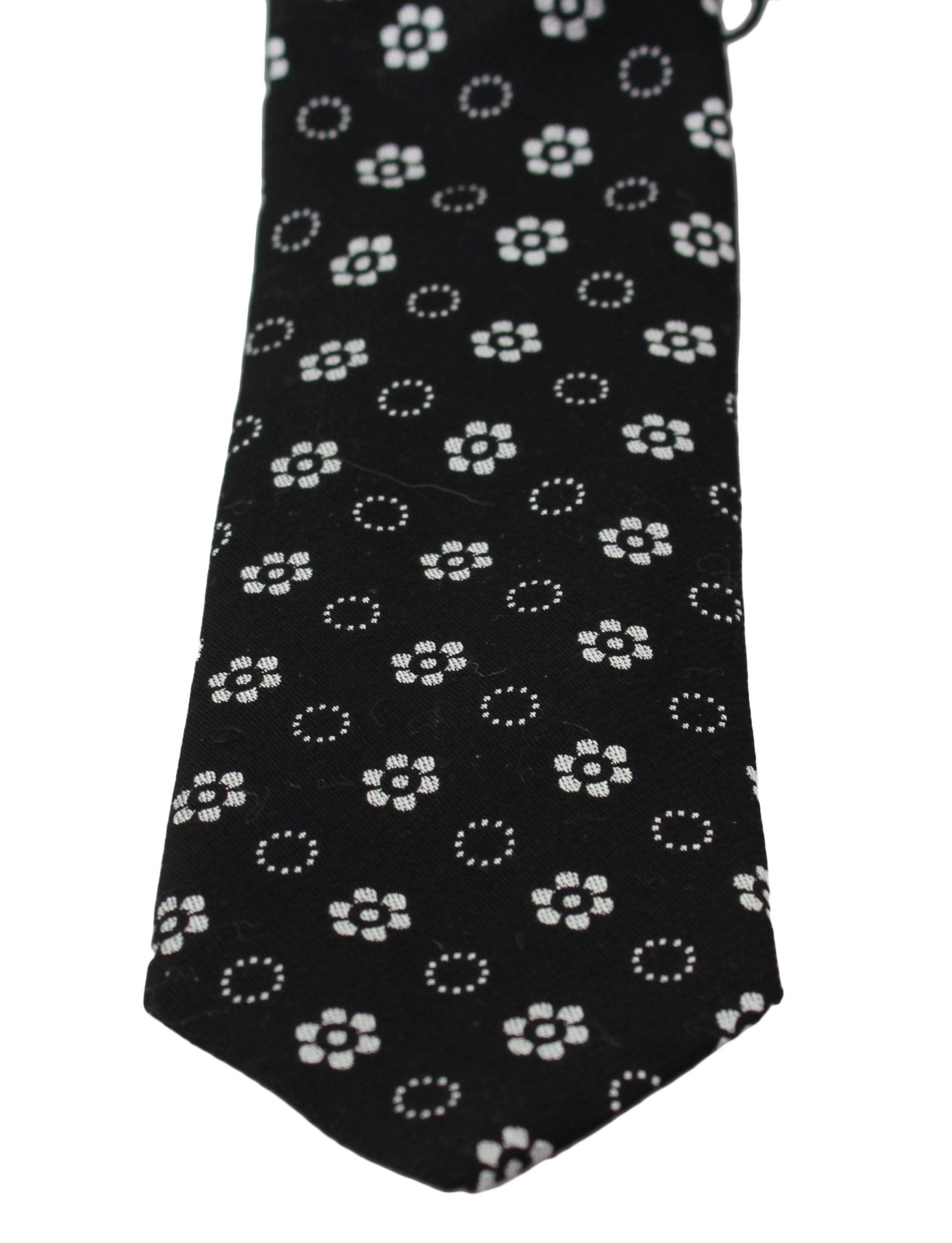 Dolce & Gabbana Elegant Black Floral Silk Necktie - Sandy Store ByNet