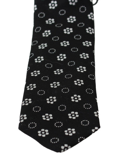 Dolce & Gabbana Elegant Black Floral Silk Necktie - Sandy Store ByNet