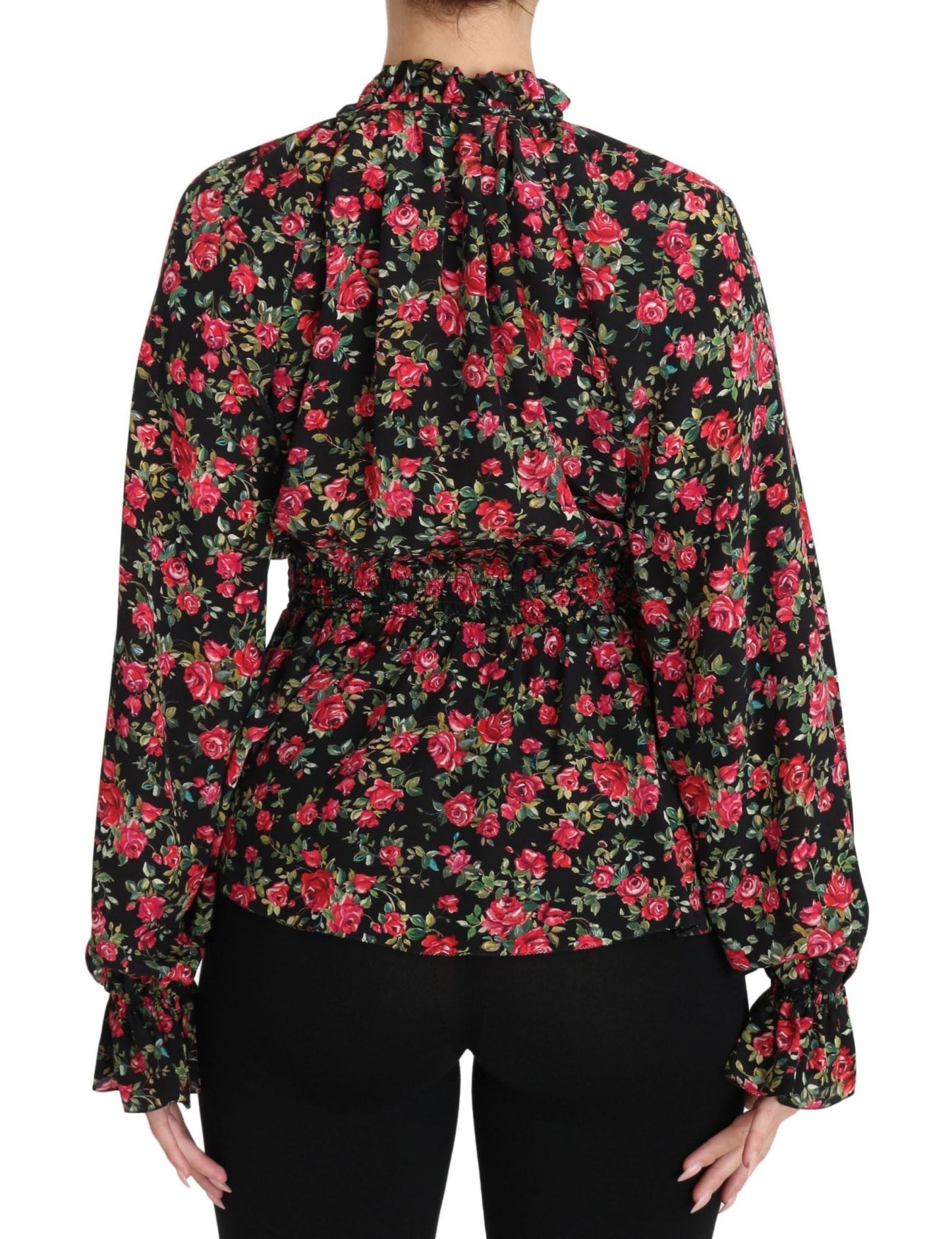 Dolce & Gabbana Elegant Black Floral Silk Shirt - Sandy Store ByNet